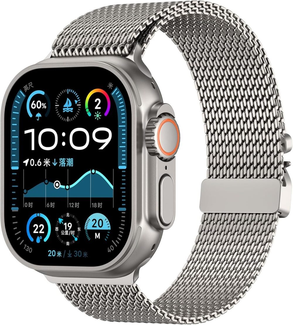 Milanese Mesh Loop Compatible for Apple Watch Band 49mm 46mm 45mm 44mm Men Women, Breathable Replacement Band with Adjustable Parachute-style Buckle for iWatch Ultra 2/Ultra/SE/Series 10/9/8/7/6/5/4 - Image 2