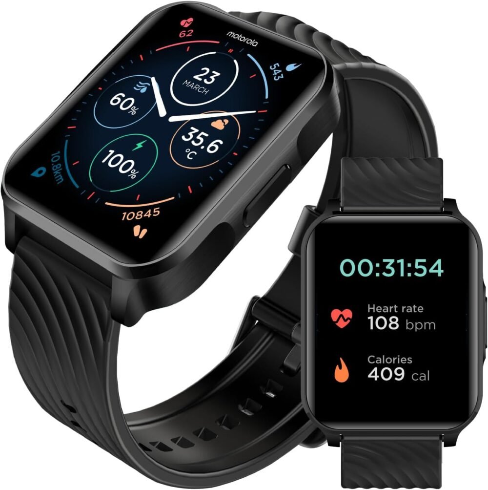 Motorola Moto Watch 70 - Health and Fitness Bluetooth Smartwatch for Every Day Wear, Advanced Health Features, Up to 10 Days Battery Life - Compatible with Android and iOS, Phantom Black - Image 2
