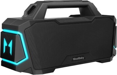 MusiBaby M1 Bluetooth Speaker,Wireless Speakers with Subwoofer,IPX6 Waterproof,20H Playtime,RGB Lights,Deep Bass,Portable,Large,Loud Speaker for Outdoor,Party,Camping,Backyard,Dual Pairing(Blk) - Image 2