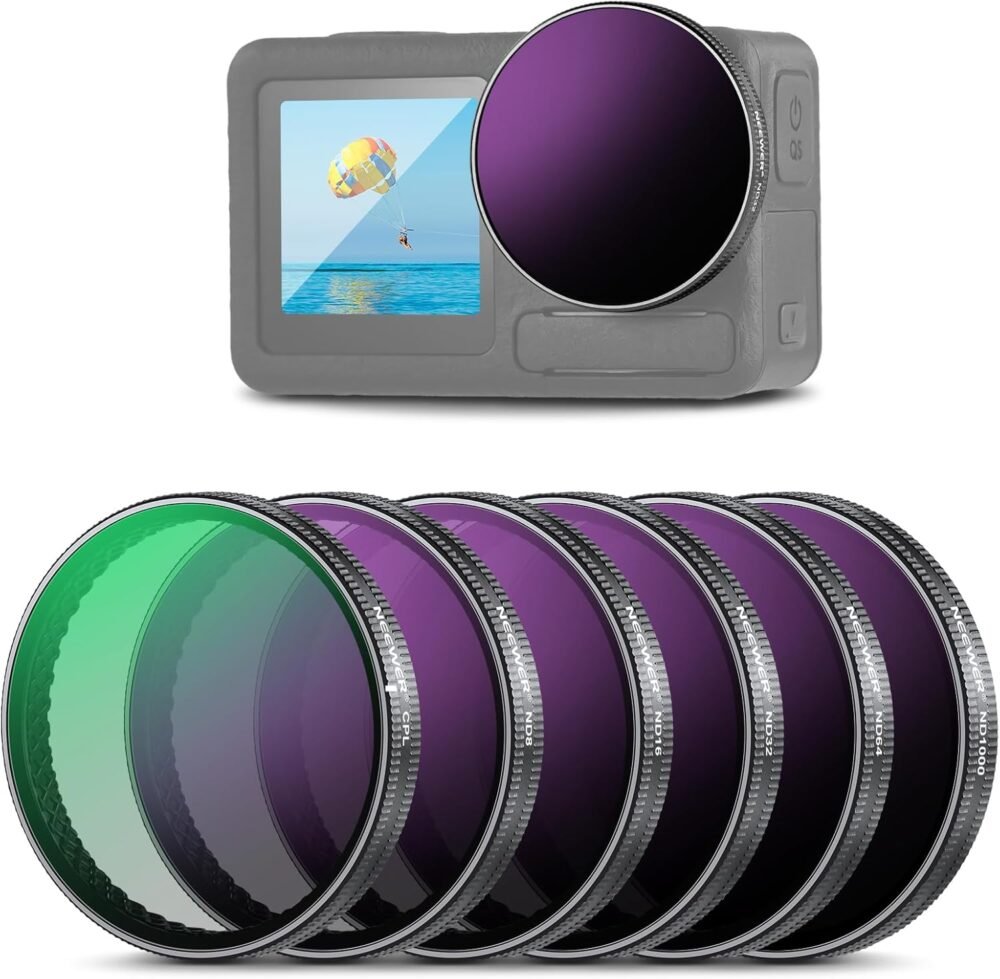 NEEWER ND Filter Set Compatible with DJI Osmo Action 3/4/5 Pro, 6 Pack ND8+ND16+ND32+ND64+ND1000+CPL Neutral Density Polarizing Action Camera Accessories, Multicoated HD Optical Glass, FL-A78 - Image 2