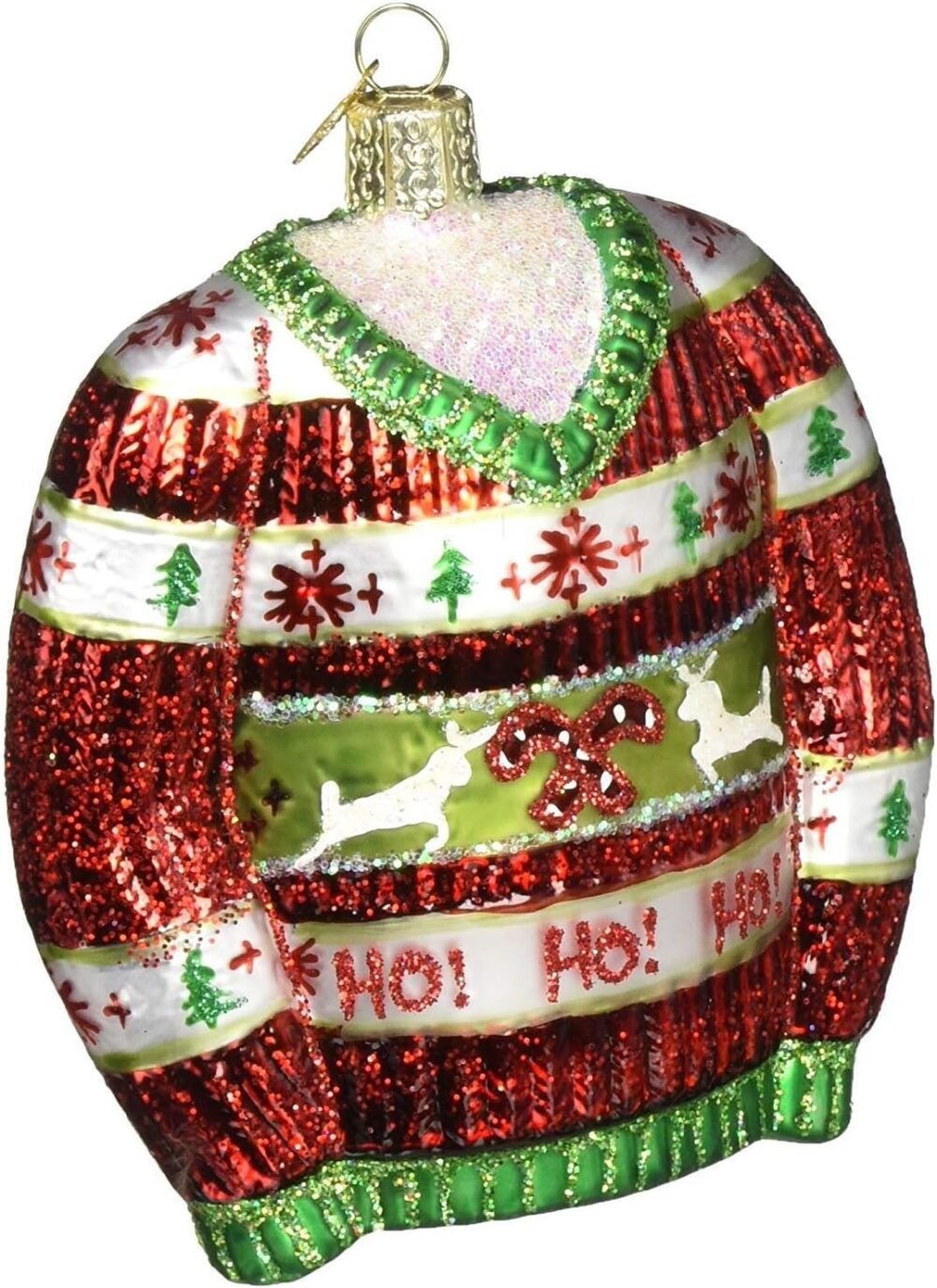 Old World Christmas Ornaments Festive Christmas Sweater Glass Blown Ornaments for Christmas Tree - Image 2