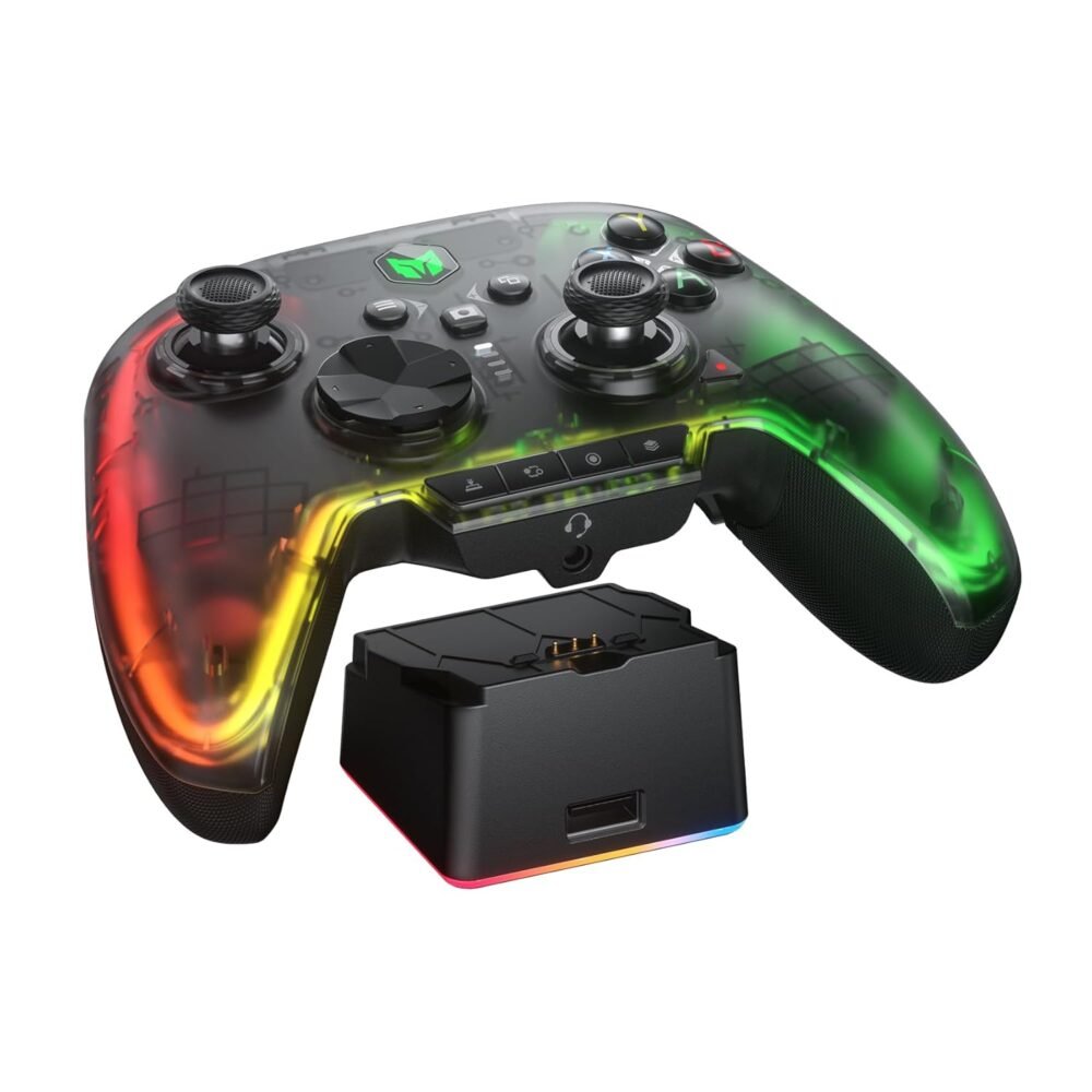 PC Controller, BIGBIG WON Wireless Controller Motion Control, Hall Trigger, ALPS Joystick, 3.5mm Audio, Gaming Controller for PC Windows/Android/iOS/Switch Pro Controller (Rainbow 2 Pro&Charging Dock) - Image 2