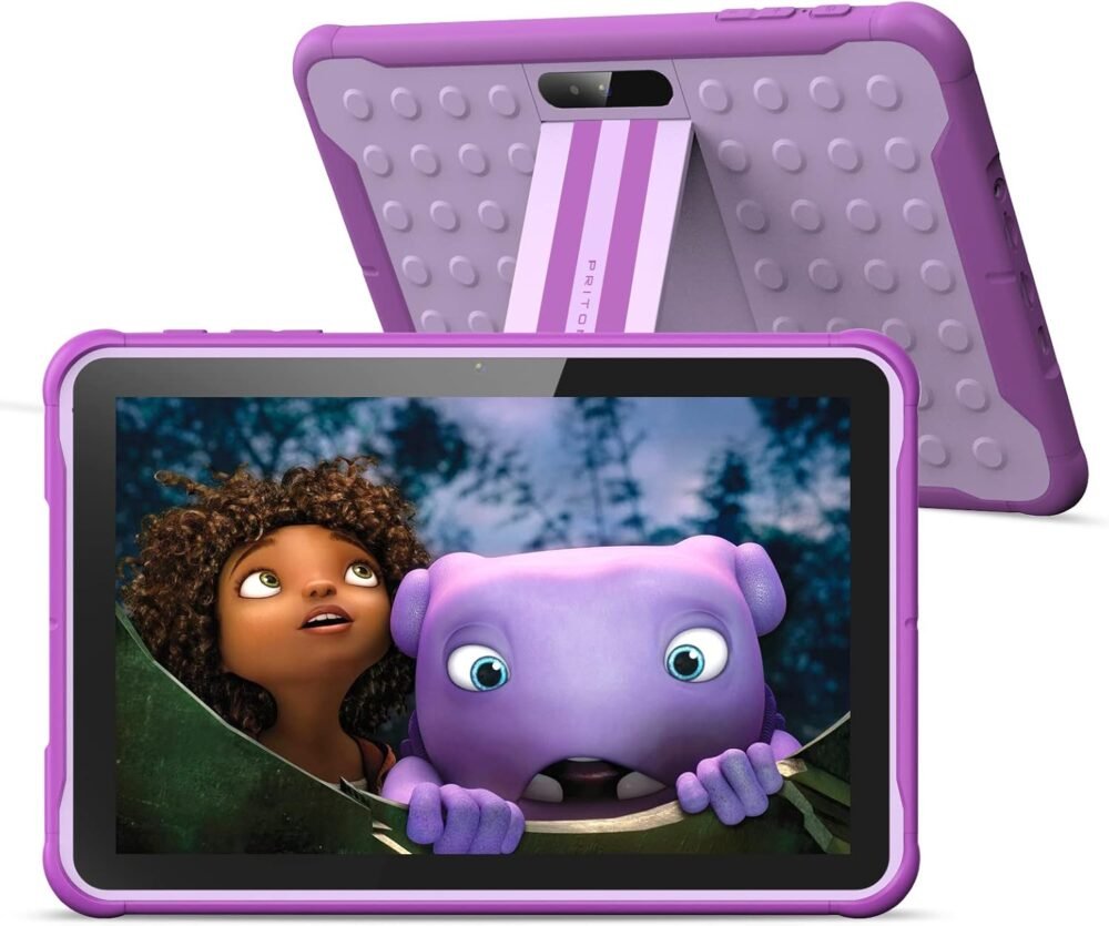 PRITOM Android 13, 10 inch Kids Tablet, Parental Control, 6000mAh, Quad Core Processor, 2GB RAM, 64GB ROM, HD IPS Touch Screen, Google Play, YouTube, Kids-Tablet Case (Purple) - Image 2