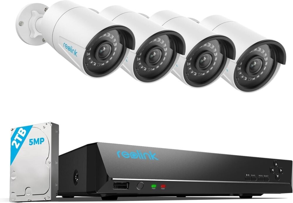 REOLINK 8CH 5MP Security Camera System, 4pcs Wired PoE Cameras for Home Security Outdoors, Smart Person/Pet/Vehicle Detection, 4K 8CH NVR with 2TB HDD for 24-7 Recording, RLK8-410B4-5MP White - Image 2