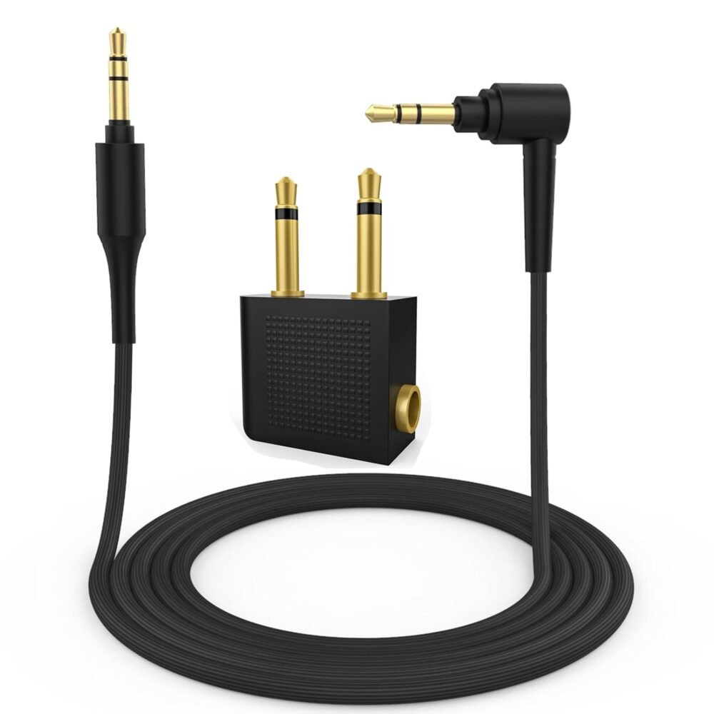 Replacement Headphone Cable and Airplane Adapter Compatible with Sony WH-1000xm5 WH-1000xm4 WH-1000xm3 MDR-XB950BT MDR-XB950N1 MDR-ZX770BN WH-xb910n WH-CH700N Headphones - Image 2