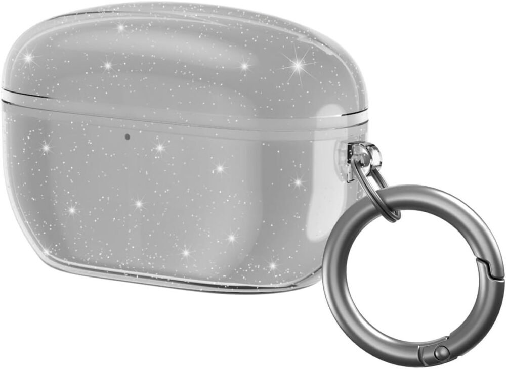 Soft TPU Case for Sony WF-1000XM5 Earbuds with Keychain Fit WF-1000XM5 Ear Tips Case Cover for WF-1000XM5 Accessories, Glitter Transparent - Image 2