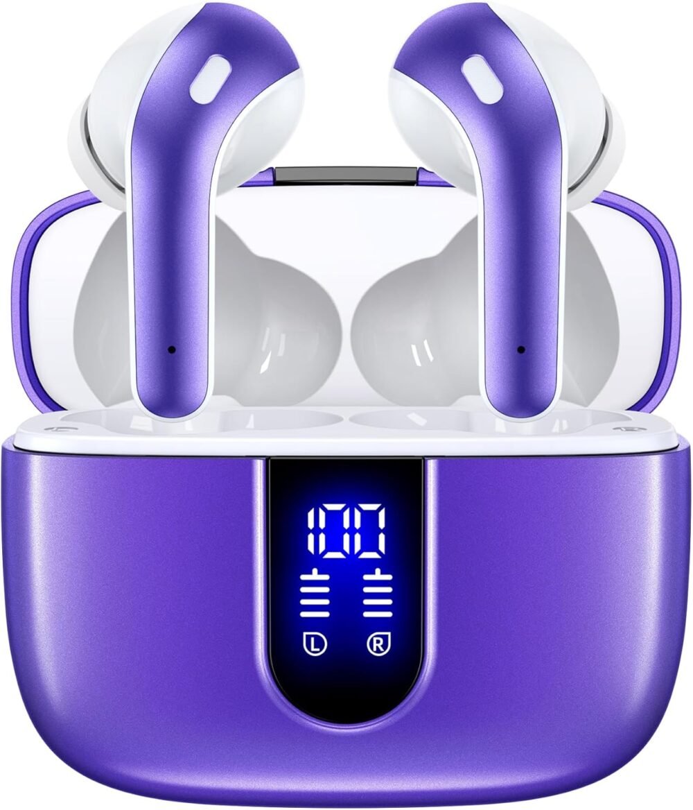 TAGRY Bluetooth Headphones True Wireless Earbuds 60H Playback LED Power Display Earphones with Wireless Charging Case IPX5 Waterproof in-Ear Ear buds with Mic for TV Smart Phone Laptop Computer Sports - Image 2