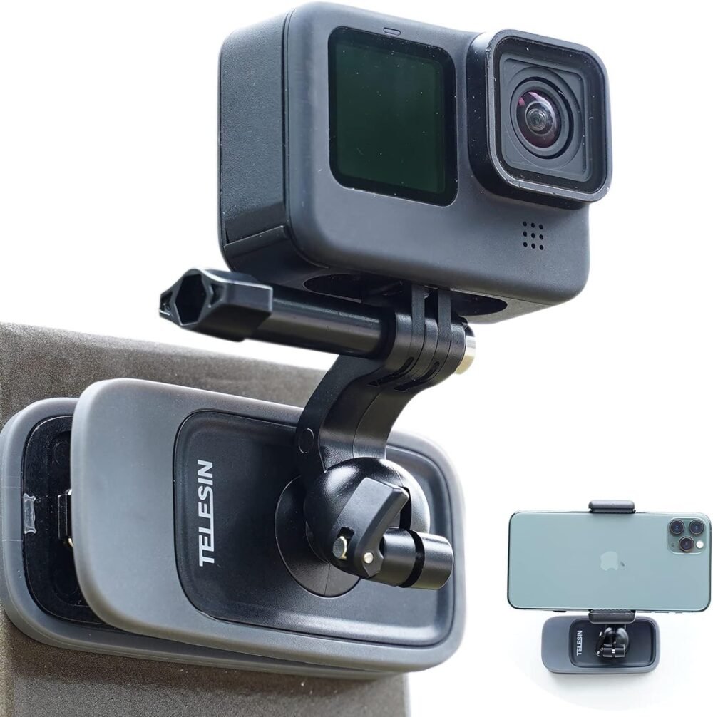 TELESIN Magnetic Mount Backpack Clip with Phone Holder for GoPro Insta360 iPhone Accessories for Go Pro Hero 13 12 11 10 9 8 7 Insta 360 X3 Go3 Ace Pro DJI Action 5 Pro 4 3 Pocket 3 Bike Motorcycle - Image 2