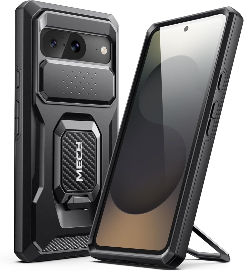 TONGATE for Google Pixel 8 Case with Slide Camera Cover, Pixel 8 Case with Ring Kickstand, Military Grade Shockproof Rugged Protective Phone Case for Google Pixel 8 Case, Black - Image 2