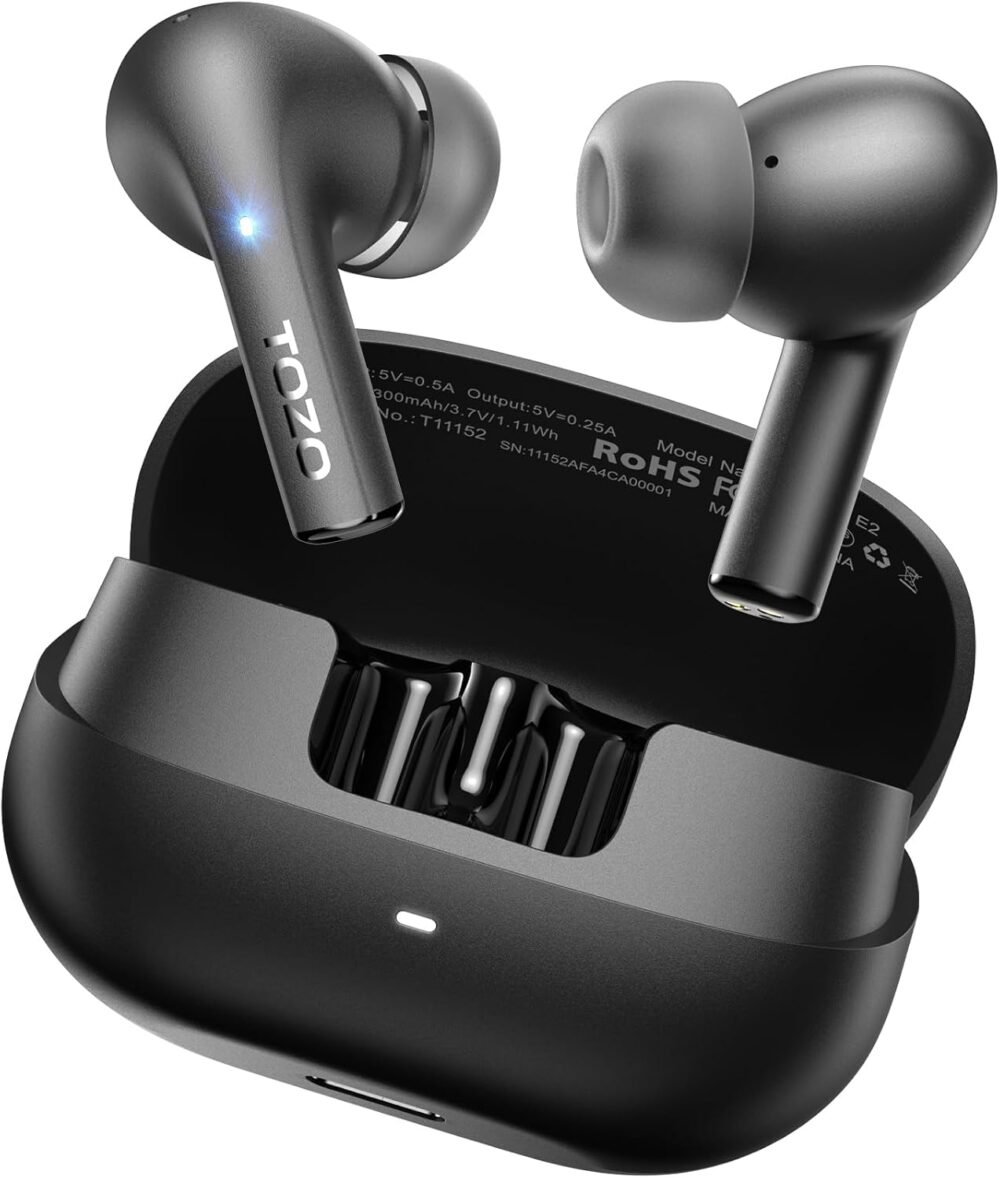 TOZO E2 Wireless Earbuds 10mm Drivers with Powerful Bass, App Customize 32 EQs, with 2 Mics AI Call Noise Cancellation, 30H Playtime, Bluetooth 5.3 Ear Buds, Comfort Fit in-Ear Headphones - Image 2