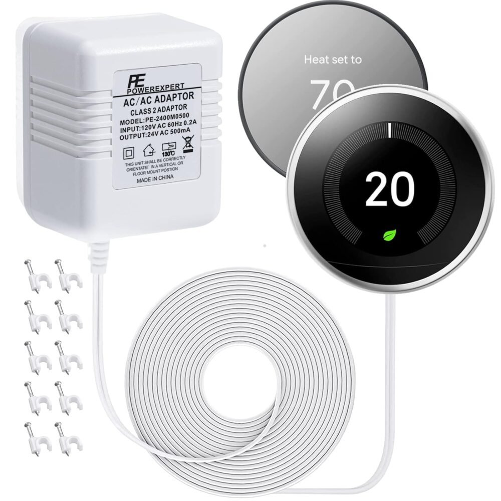 Thermostats 24 Volt Transformer C Wire Power Adapter for Nest, Ecobee, Honeywell WiFi Thermostats, Power Supply for Nest Hello, Ring Smart Doorbells Chime - Image 2