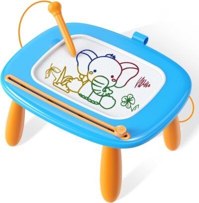 Toddlers Toys Ages 1-3, Magnetic Drawing Board, Toddler Boy Toys for 1 2 3 Years Old, Doodle Board Pad Learning and Educational Toys for 18 Months Baby 1-3 Yr Kids Birthday Gifts - Blue - Image 2