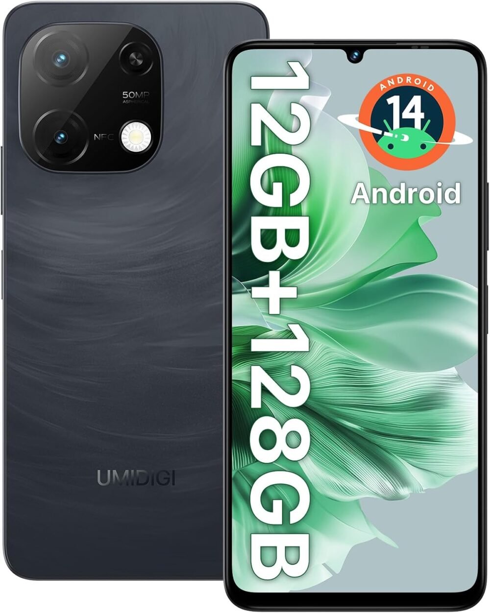 UMIDIGI G9C Android 14 Unlocked Cellphone,Octa-core 12GB +128GB Expand 1TB Unlocked Smartphone,6.75" HD+ 90Hz,5000mAh Battery,50MP Camera,GPS,BT 5.4,NFC,AI Face Unlock,Warranty,Black - Image 2