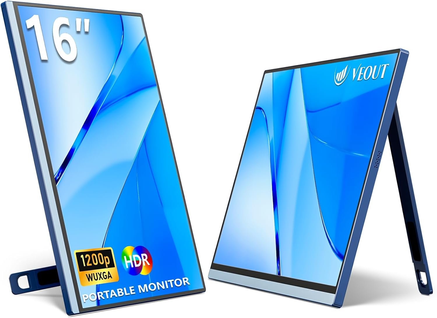 16Inch Portable Monitor for Laptop, 1920x1200P FHD IPS 16:10 External Display, 100% sRGB Aluminum Stand, USB-C/Mini HDMI, Use for PC, Phone, Office - Image 2