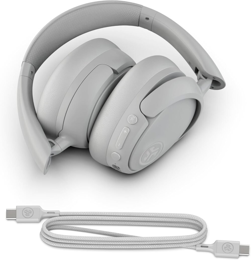 JLab JBuds Lux ANC Wireless Headphones, Cloud White, Hybrid Active Noise Cancelling, Customizable Sound, Spatial Audio Compatible, Premium Over-Ear Bluetooth Headset - Image 9