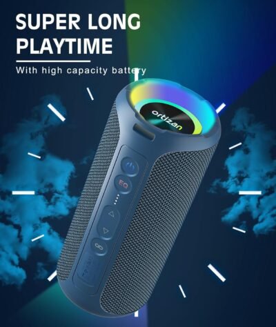 Ortizan Bluetooth Speaker, Portable with Big Audio, Wireless Stereo, 40W Deep Bass, RGB Light, BT5.3, Waterproof Shower Speakers for Outdoor/Beach/Home, Electronic Gift, Blue - Image 6