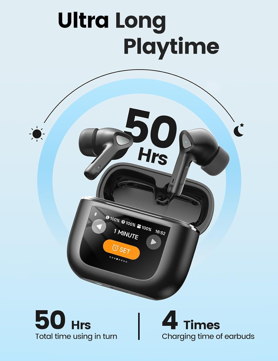 Wireless Earbuds Bluetooth 5.3 Headphones 50H Playtime Deep Bass Stereo Ear Buds with Mic IPX7 Waterproof Comfort Lightweight in Ear Earphones for Pad Android/iOS Phones Gifts for Women Men - Image 3