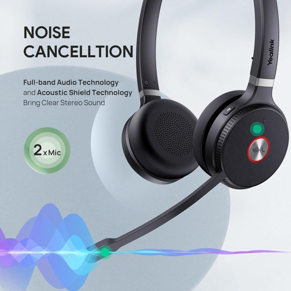 Yealink WH62 DECT Mono Teams Wireless Headset, 525 ft Range Work Headphone with 2X Noise Canceling Mic for IP Phone and Computer, Single Ear Headset with Call Control, Ringer,13H Talk Time - Image 6