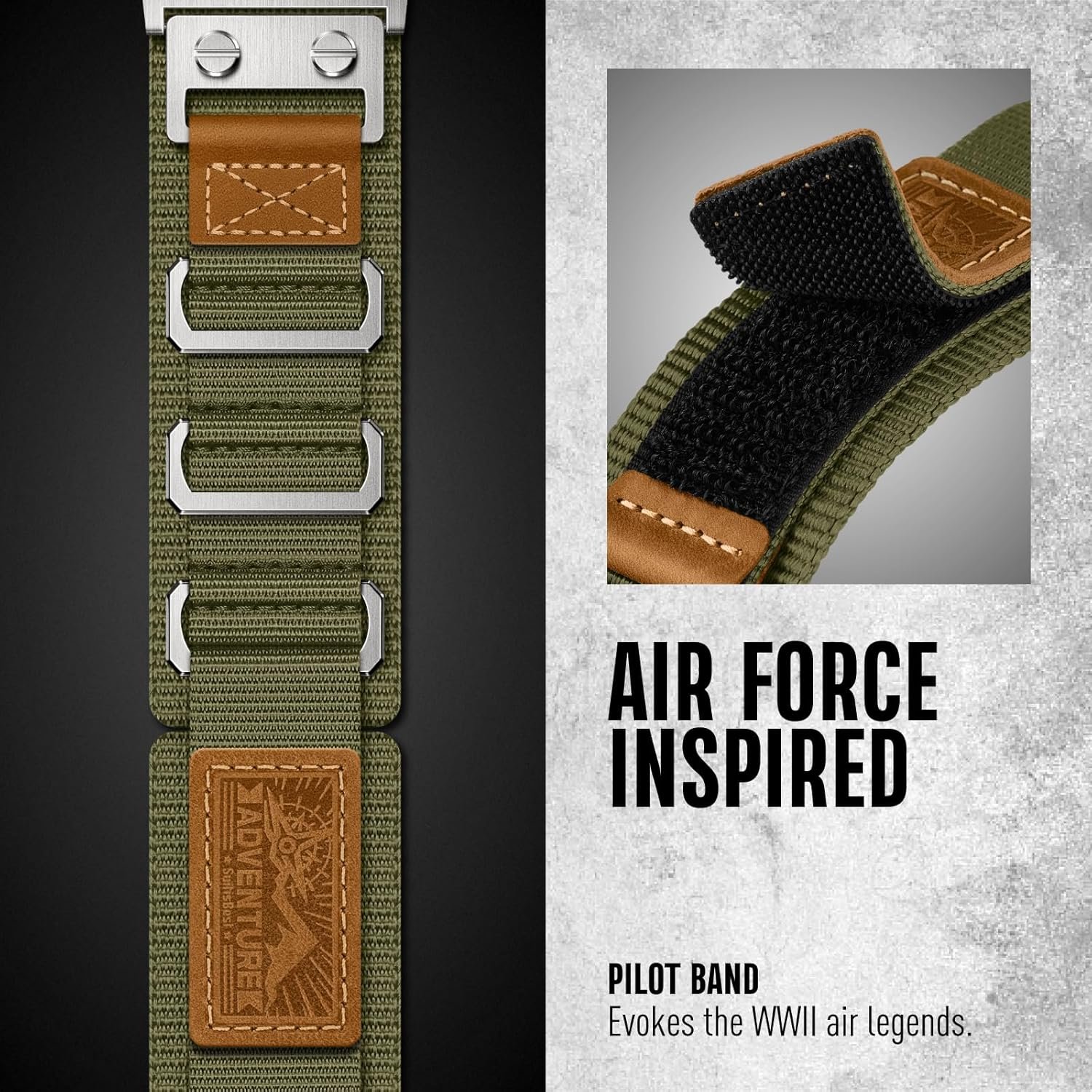 Suitisbest Rugged Bands Compatible for Apple Watch Ultra Band 49mm 46mm 45mm 44mm 42mm(Series 3), 3 Ring Military Nylon Sport Durable Matel Strap for Women Men iWatch Ultra 10 9 8 7 6 5 4 3 SE - Image 4