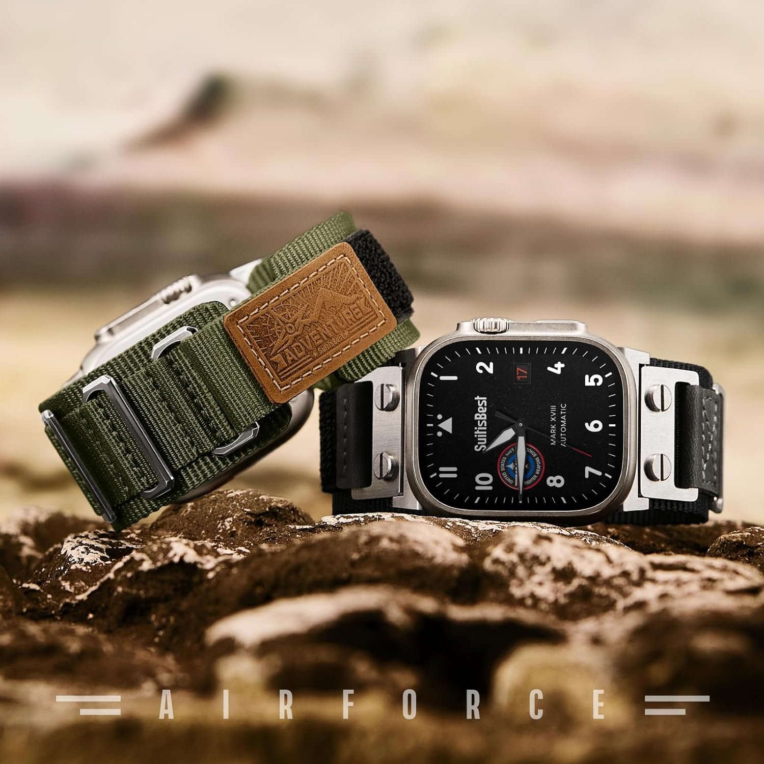 Suitisbest Rugged Bands Compatible for Apple Watch Ultra Band 49mm 46mm 45mm 44mm 42mm(Series 3), 3 Ring Military Nylon Sport Durable Matel Strap for Women Men iWatch Ultra 10 9 8 7 6 5 4 3 SE - Image 5