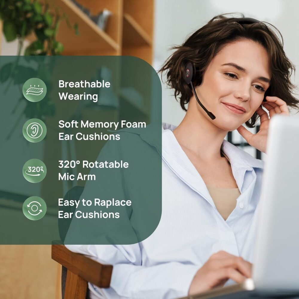 Yealink WH66 Wireless Headset with 4" Screen, DECT & Bluetooth Headset for Teams, Zoom Skype Certified, 525ft Range,Speaker, 13h Call Time, Office Work Headphone for Desk Phone, PC, Cellphone - Image 8
