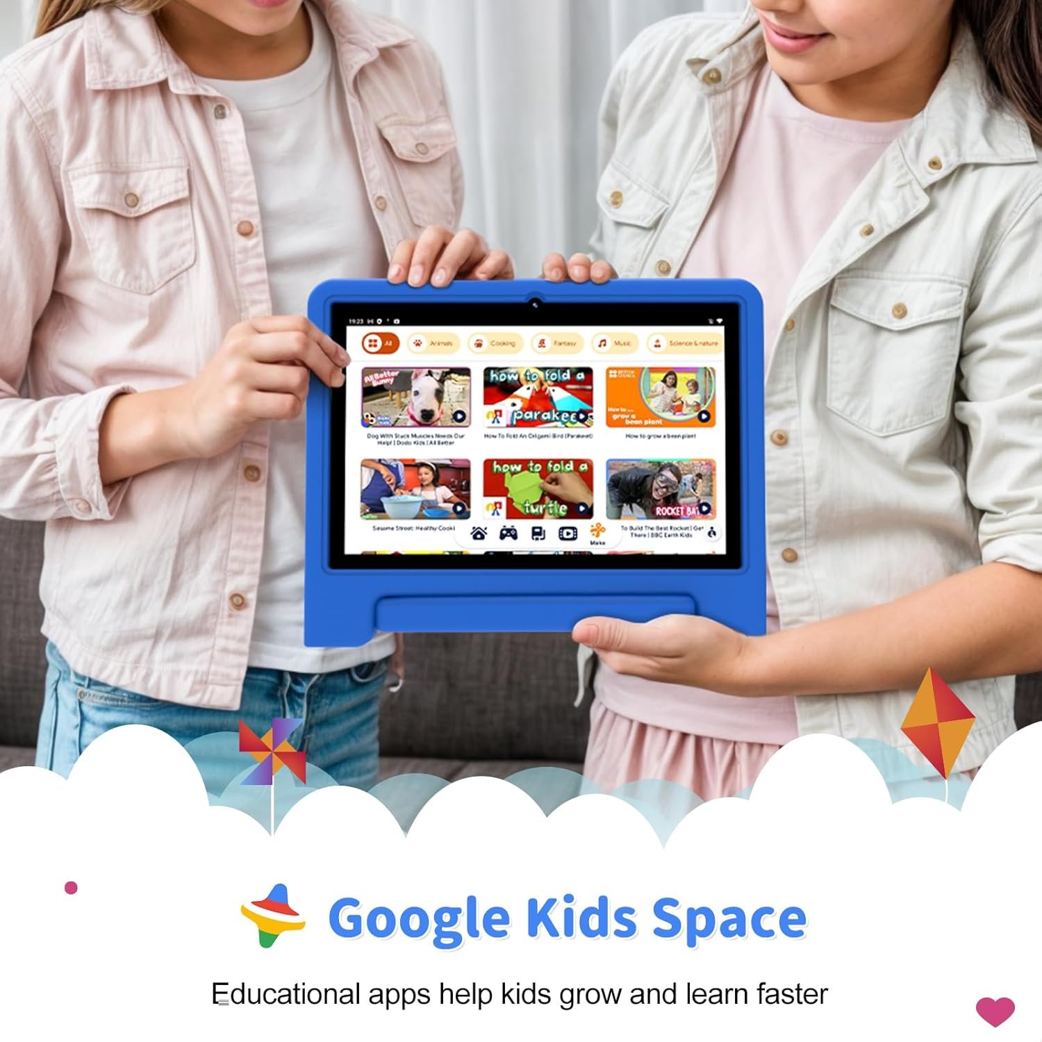 Kids Tablet, 10 inch Tablet for Kids with EVA Shockproof Case, 2+32GB(SD Expandable up to 512GB), Pre-Installed Google Kids Space, Parental Control, YouTube Kids, Gift for Child - Blue - Image 4