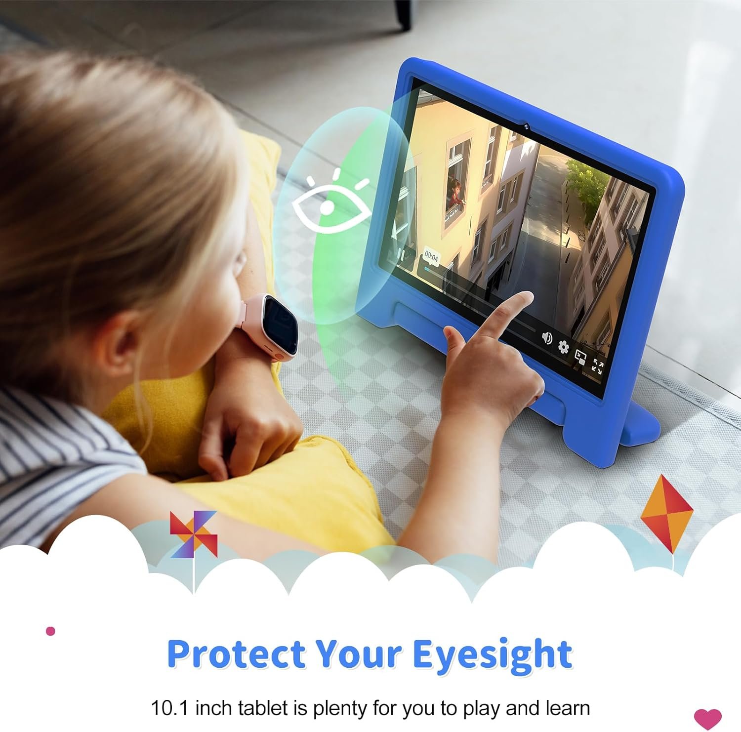 Kids Tablet, 10 inch Tablet for Kids with EVA Shockproof Case, 2+32GB(SD Expandable up to 512GB), Pre-Installed Google Kids Space, Parental Control, YouTube Kids, Gift for Child - Blue - Image 5