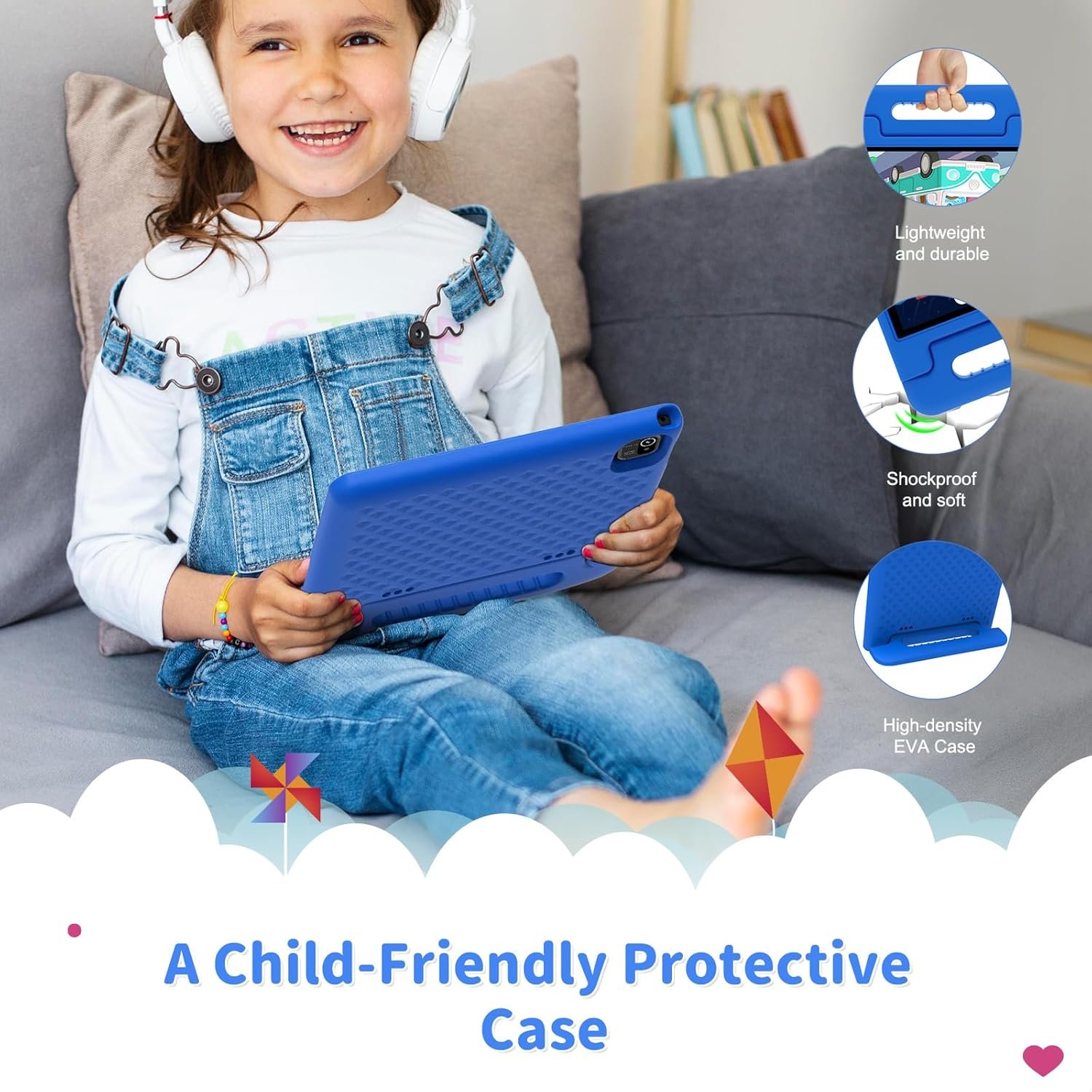 Kids Tablet, 10 inch Tablet for Kids with EVA Shockproof Case, 2+32GB(SD Expandable up to 512GB), Pre-Installed Google Kids Space, Parental Control, YouTube Kids, Gift for Child - Blue - Image 6