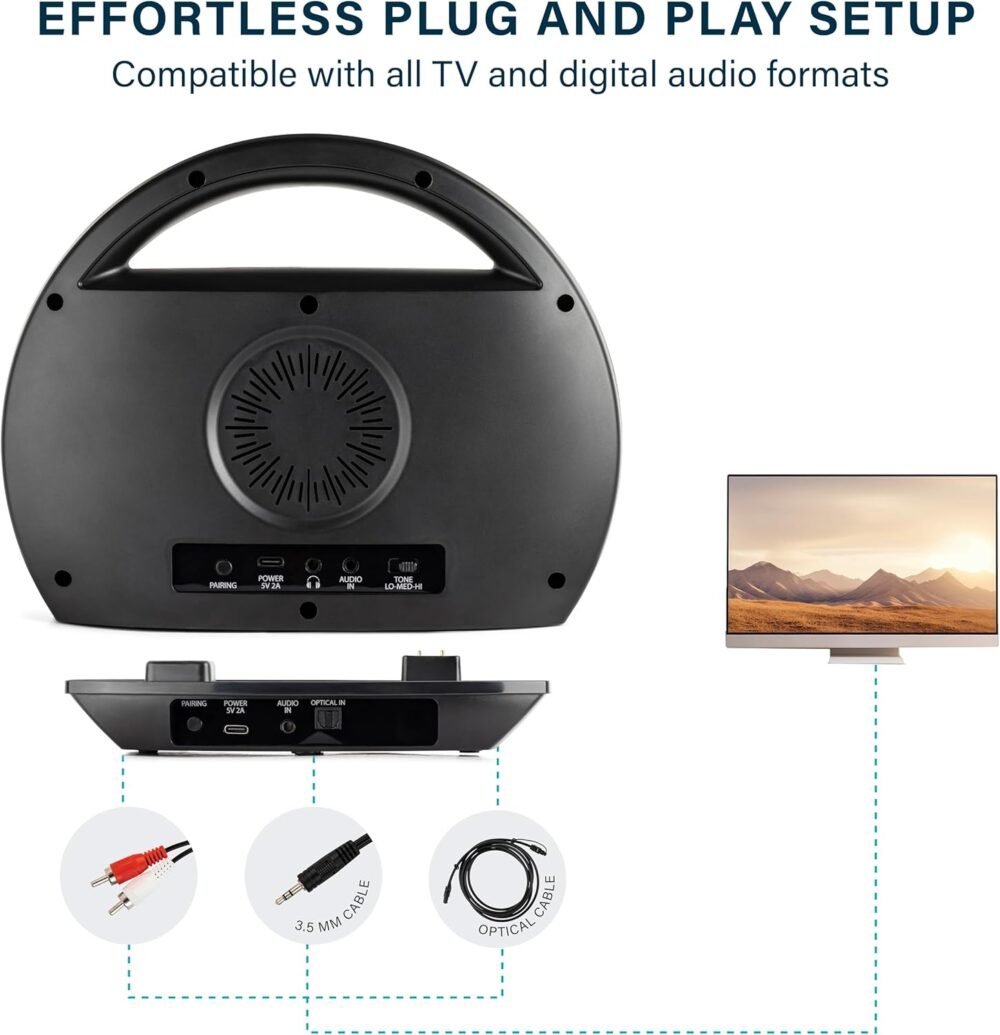 Portable Wireless TV Speakers - Ideal for TV Watching Without The Blaring Volume - Wireless Speakers Designed for Hard of Hearing, Elderly, and Seniors - Image 4