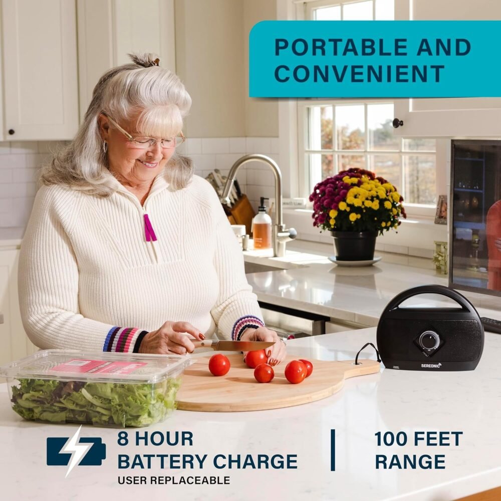 Portable Wireless TV Speakers - Ideal for TV Watching Without The Blaring Volume - Wireless Speakers Designed for Hard of Hearing, Elderly, and Seniors - Image 6