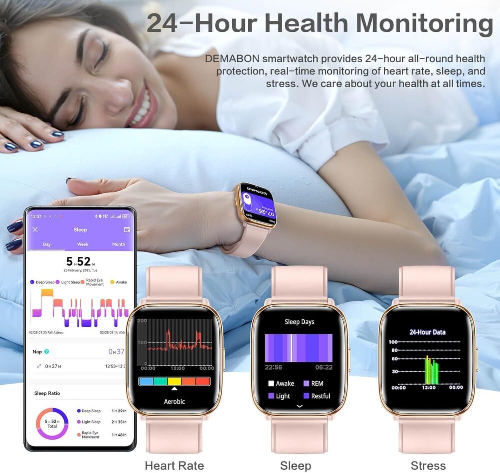 2025 Smart Watches for Women, 1.75" Da GPT AI Smartwatch, 24/7 Heart Rate Blood Oxygen Stress Sleep Monitor, IP68 Waterproof Fitness Watch,120+ Sport Fitness Tracker for Android iOS Pink - Image 6