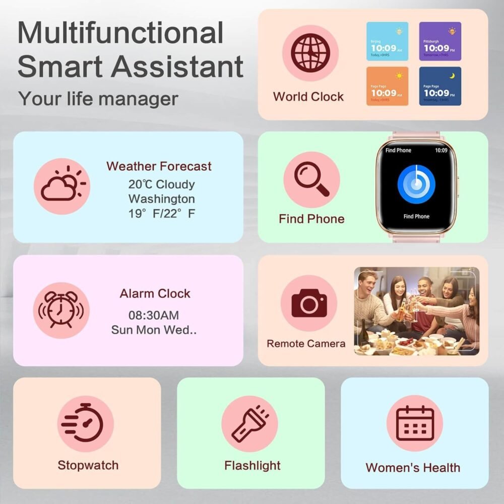 2025 Smart Watches for Women, 1.75" Da GPT AI Smartwatch, 24/7 Heart Rate Blood Oxygen Stress Sleep Monitor, IP68 Waterproof Fitness Watch,120+ Sport Fitness Tracker for Android iOS Pink - Image 9