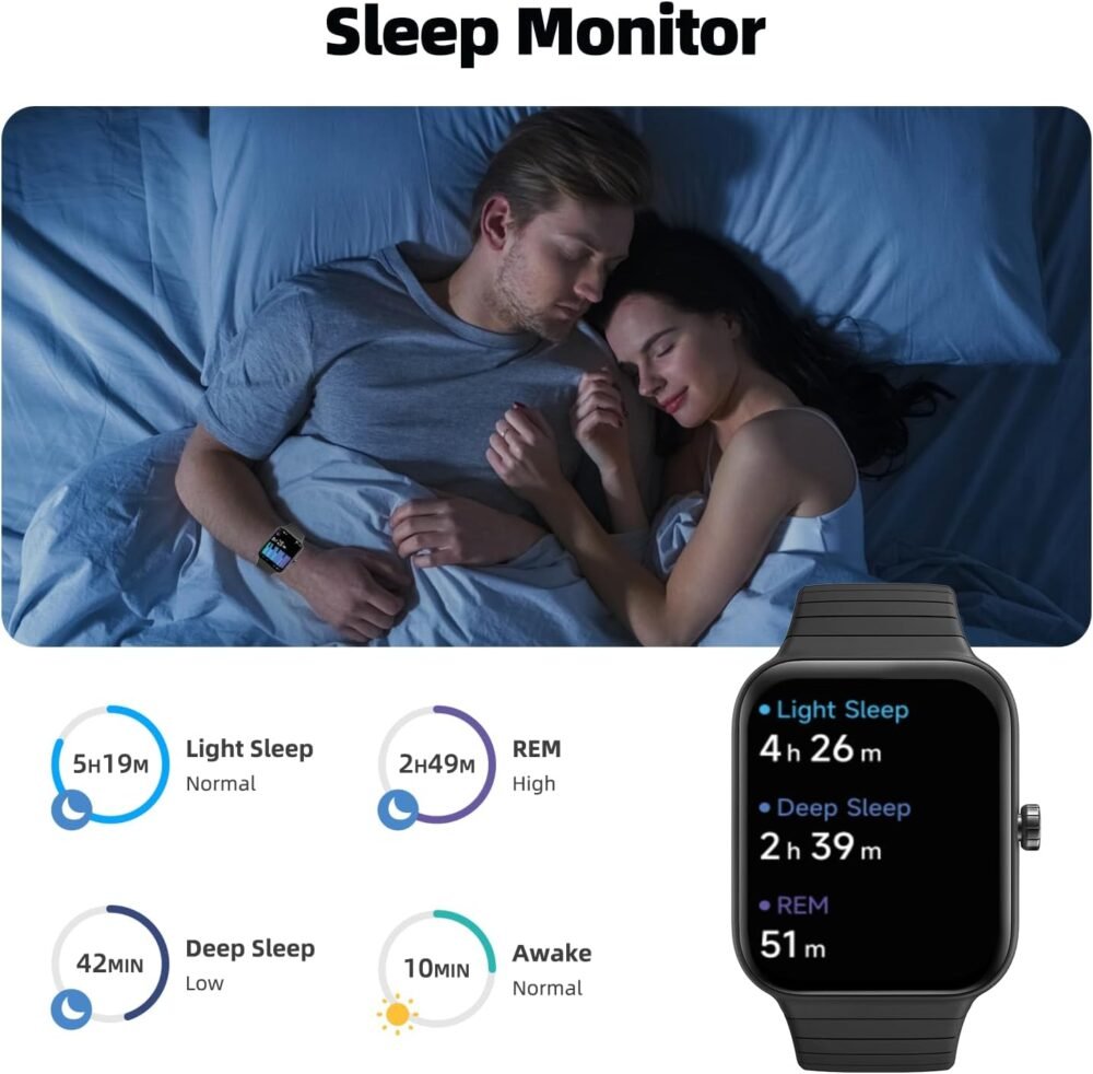 Smart Watch for Women Men, Answer/Make Call, Alexa Built-in, 1.8“ Fitness Tracker with 100 Sport Modes, Heart Rate, Blood Oxygen, Sleep Monitor, Fit for Android and iPhone, IP68 Waterproof - Image 6