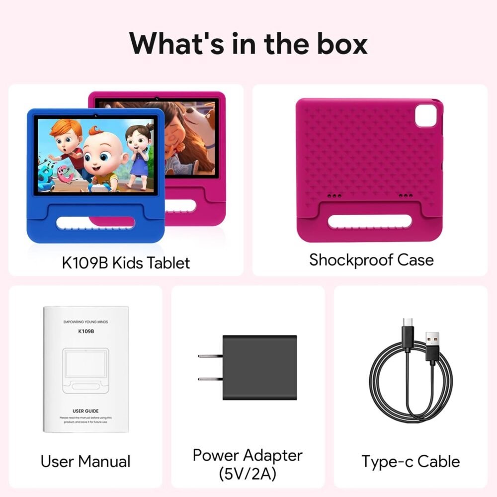 Kids Tablet, 10.1-inch Android 13 Tablet for Kids, Expandable Storage, Long Battery Life, WiFi, Bluetooth, Drop-Proof Case, HD Display, for Toddlers and Children-Pink - Image 9