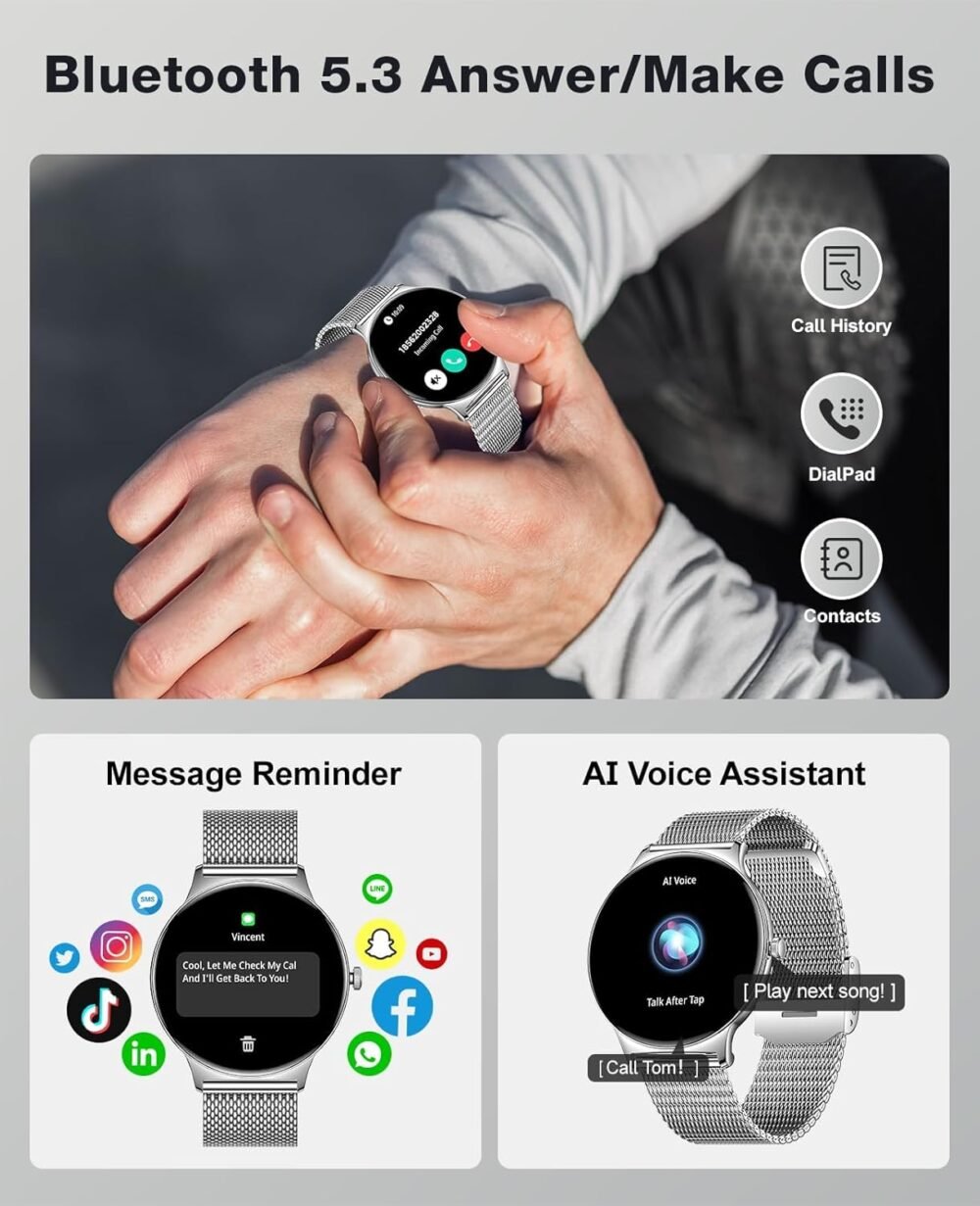 2025 Smart Watches for Women Men, 1.43" AMOLED Display Fitness Tracker with Heart Rate/SpO2/Sleep Monitor, Bluetooth Make/Answer Call, 100+ Sports Modes, IP67 Waterproof Smartwatch for Android iPhone - Image 4