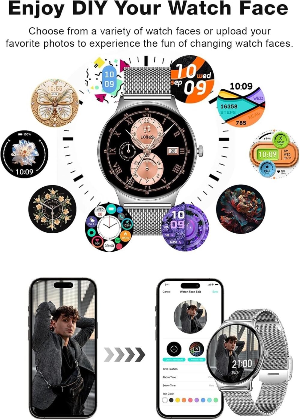 2025 Smart Watches for Women Men, 1.43" AMOLED Display Fitness Tracker with Heart Rate/SpO2/Sleep Monitor, Bluetooth Make/Answer Call, 100+ Sports Modes, IP67 Waterproof Smartwatch for Android iPhone - Image 8