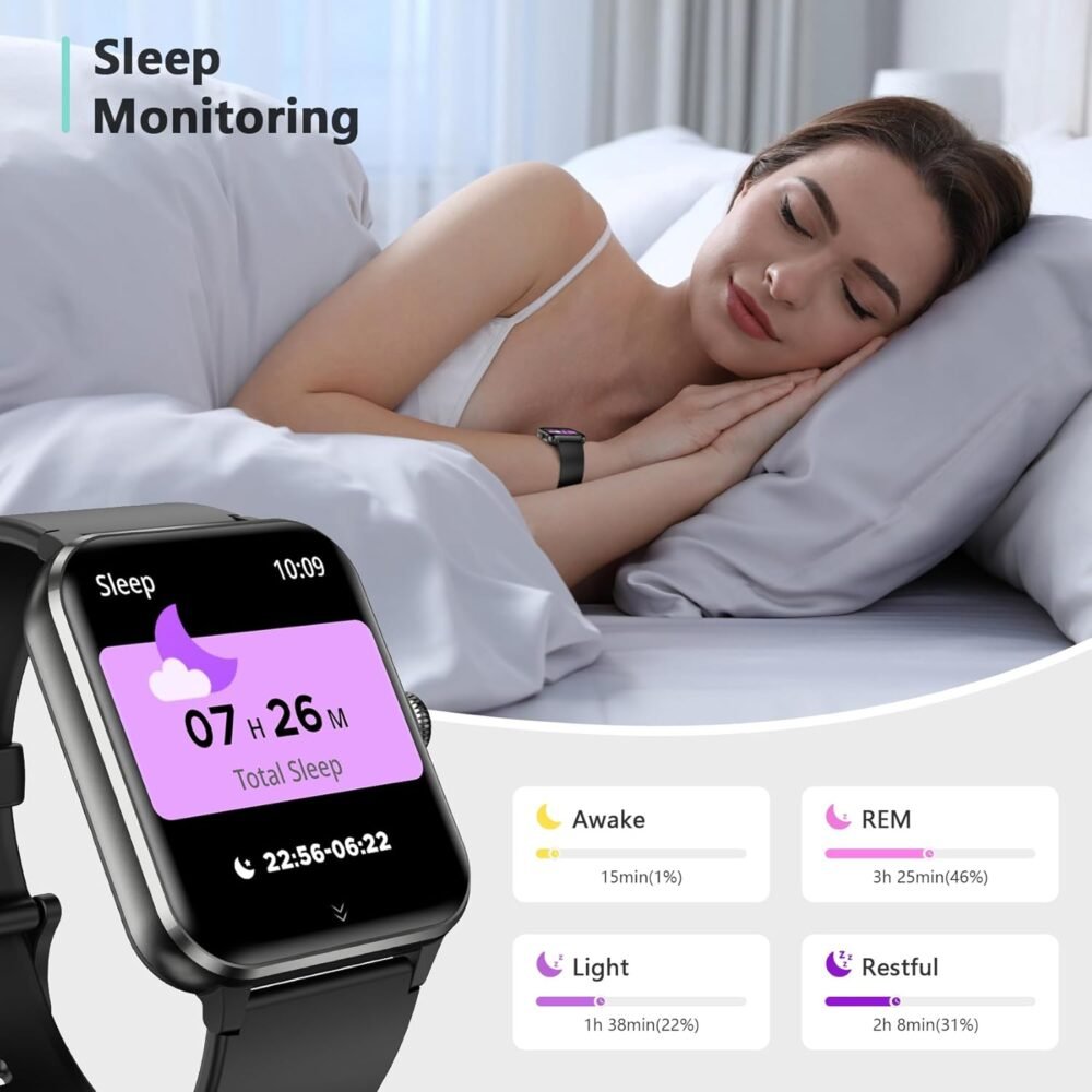 Blackview 2025 Smart Watch (Answer/Make Calls), Fitness Watch for Men and Women with Heart Rate/SpO2/Sleep Monitor/2 Straps, 100+ Sports Modes, IP68 Waterproof Activity Tracker for Android/iPhone - Image 4
