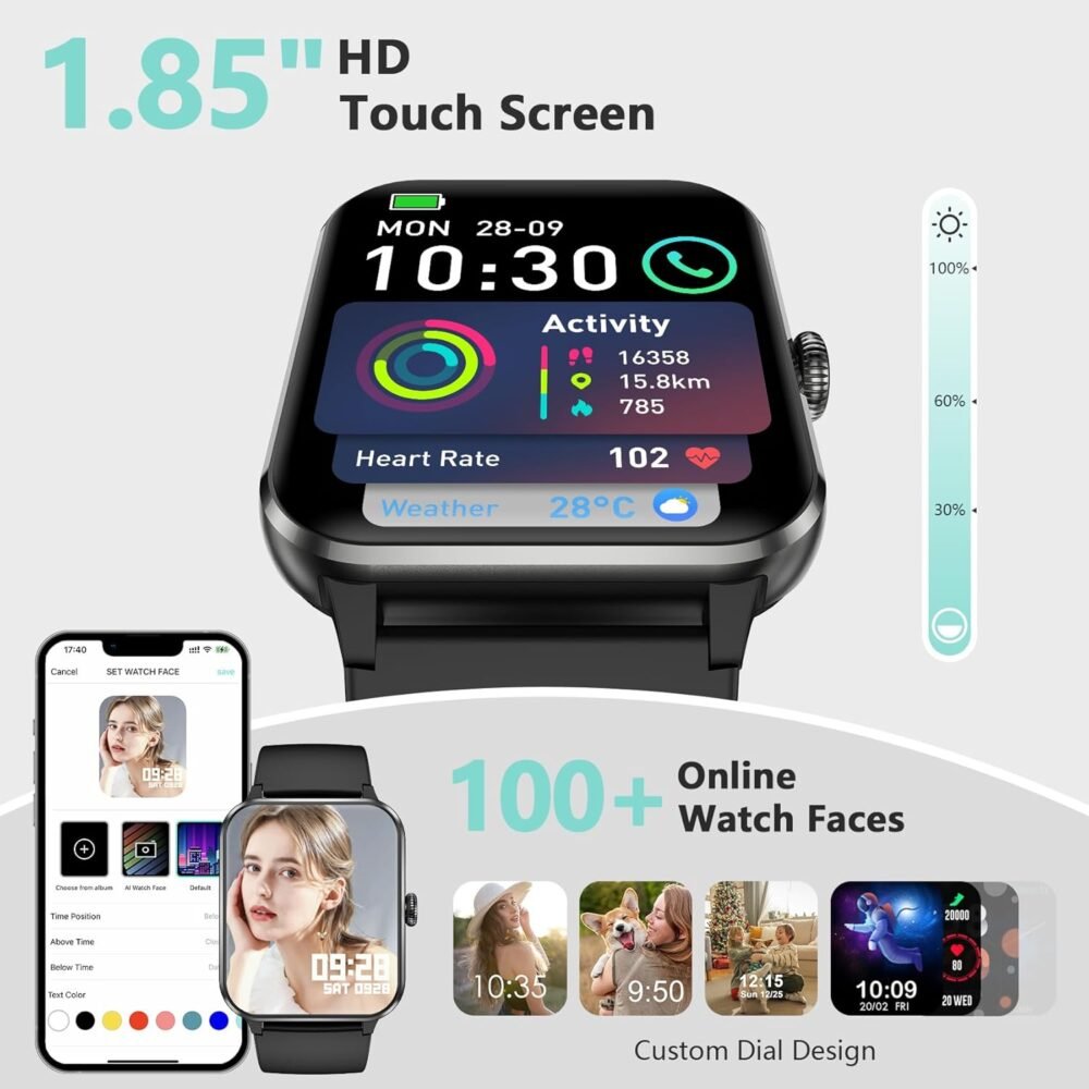 Blackview 2025 Smart Watch (Answer/Make Calls), Fitness Watch for Men and Women with Heart Rate/SpO2/Sleep Monitor/2 Straps, 100+ Sports Modes, IP68 Waterproof Activity Tracker for Android/iPhone - Image 5