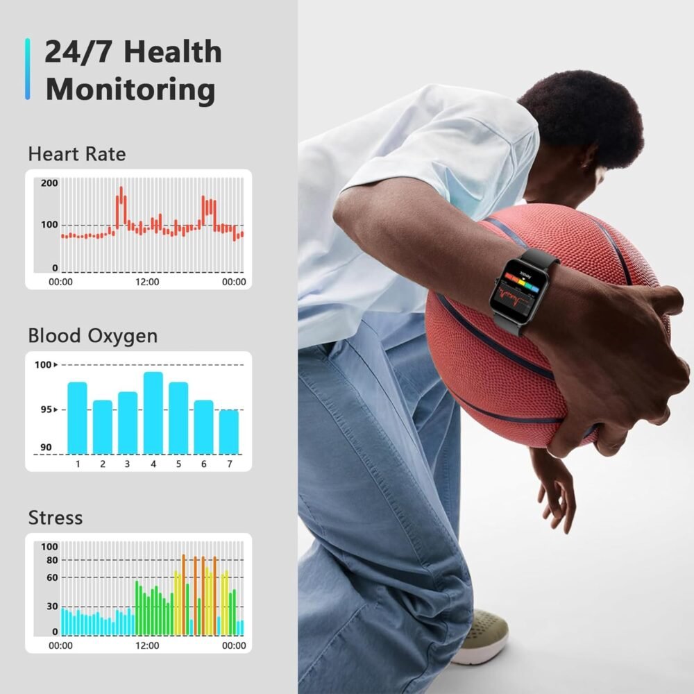 Blackview 2025 Smart Watch (Answer/Make Calls), Fitness Watch for Men and Women with Heart Rate/SpO2/Sleep Monitor/2 Straps, 100+ Sports Modes, IP68 Waterproof Activity Tracker for Android/iPhone - Image 7