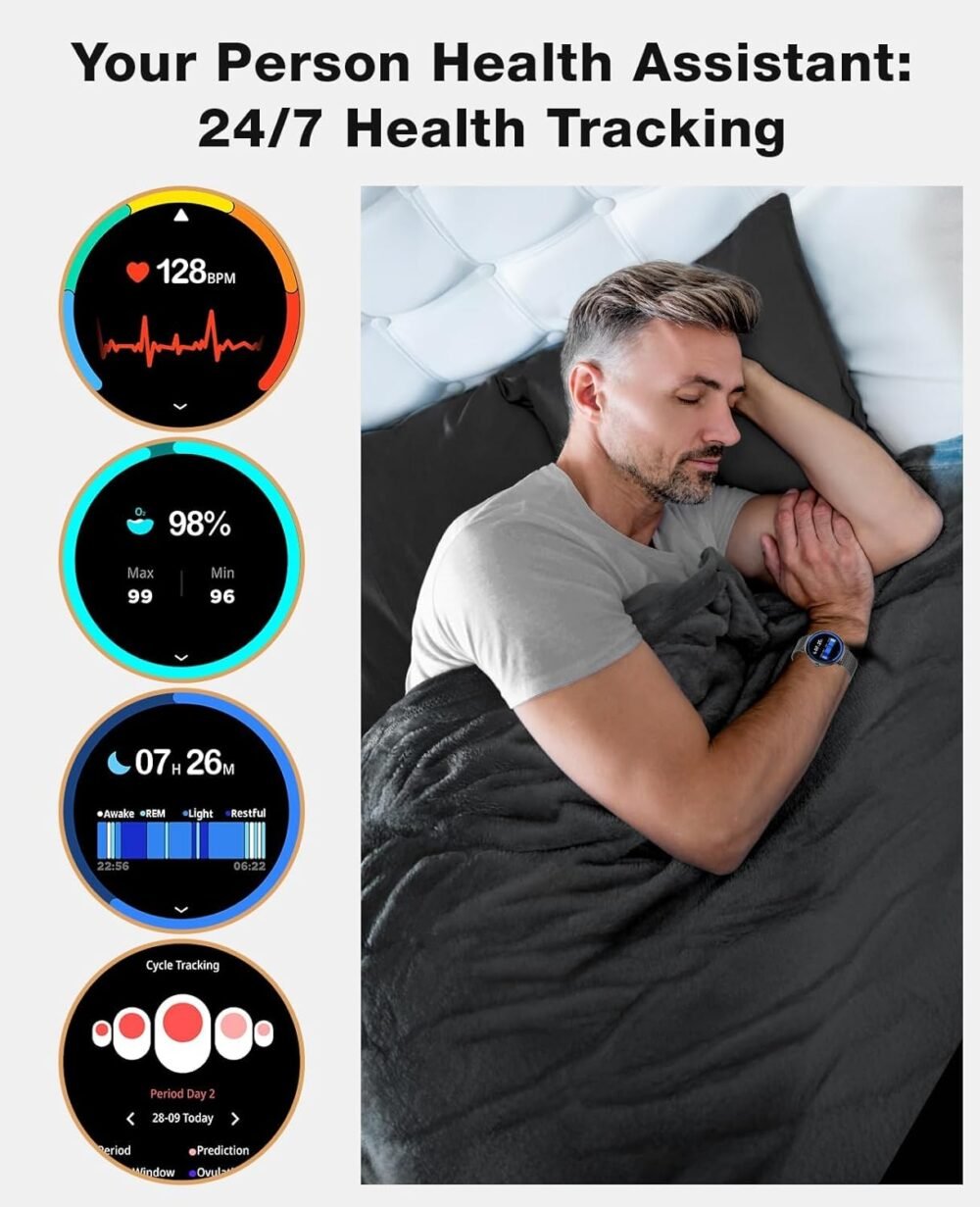 2025 Smart Watches for Men Women, with Bluetooth Make/Answer Call, 1.43" AMOLED Display Fitness Tracker, Heart Rate/SpO2/Sleep Monitor, 100+ Sports Modes, IP67 Waterproof Smartwatch for Android iPhone - Image 5