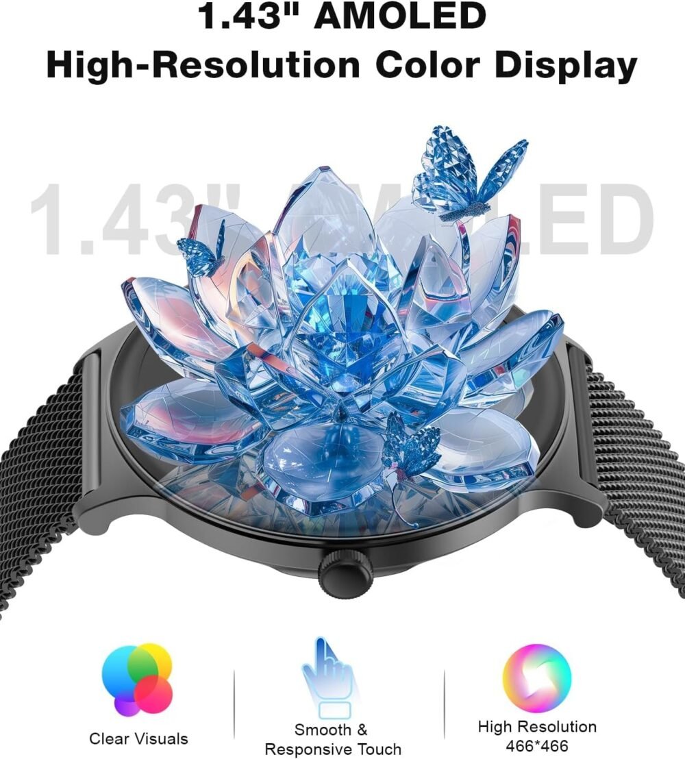 2025 Smart Watches for Men Women, with Bluetooth Make/Answer Call, 1.43" AMOLED Display Fitness Tracker, Heart Rate/SpO2/Sleep Monitor, 100+ Sports Modes, IP67 Waterproof Smartwatch for Android iPhone - Image 7