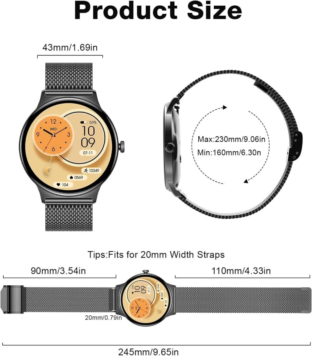 2025 Smart Watches for Men Women, with Bluetooth Make/Answer Call, 1.43" AMOLED Display Fitness Tracker, Heart Rate/SpO2/Sleep Monitor, 100+ Sports Modes, IP67 Waterproof Smartwatch for Android iPhone - Image 10