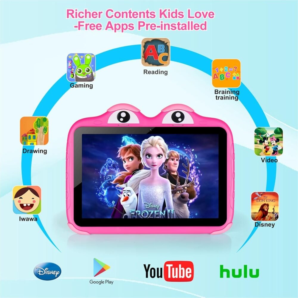 Kids Tablet 10.1 Inches Tablet for Kids, Android 11 64GB Kids Tablets with Case, Google Play, YouTube, Dual Camera, WiFi, Bluetooth, Apps Pre-Installed, Education, Parent Control Tablet (Pink) - Image 4