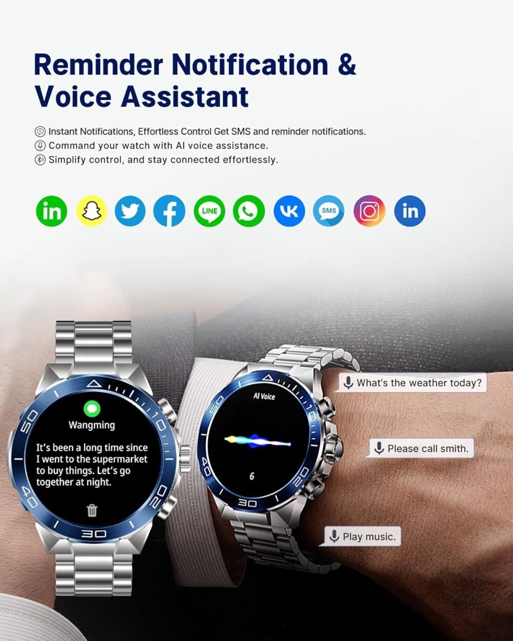 Smart Watch for Men (Answer/Make Call),1.43''AMOLED Screen with 24 Hours Healthy Monitor, 100+ Sports Modes Fitness Tracker Watch, 400mAh Battery Pedometer Calorie Smartwatch Compatible Android iOS - Image 4