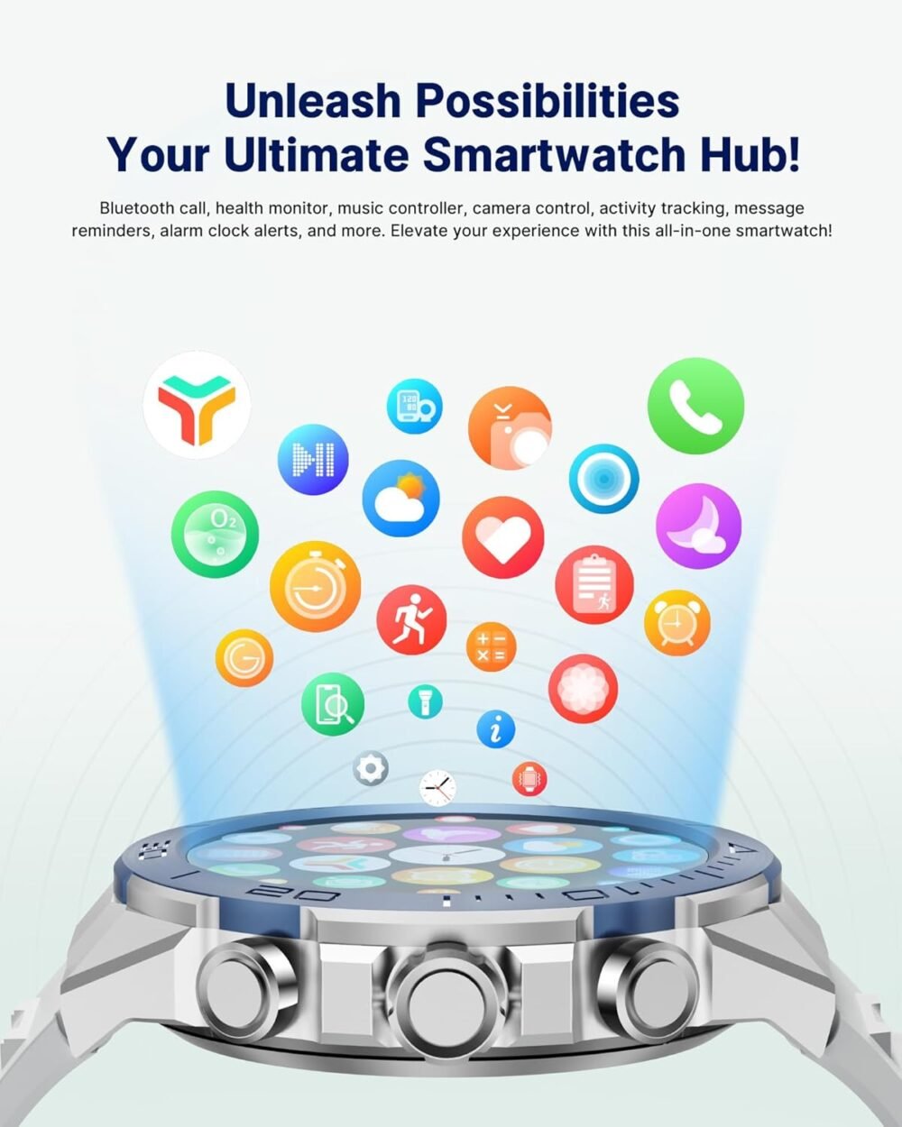 Smart Watch for Men (Answer/Make Call),1.43''AMOLED Screen with 24 Hours Healthy Monitor, 100+ Sports Modes Fitness Tracker Watch, 400mAh Battery Pedometer Calorie Smartwatch Compatible Android iOS - Image 8