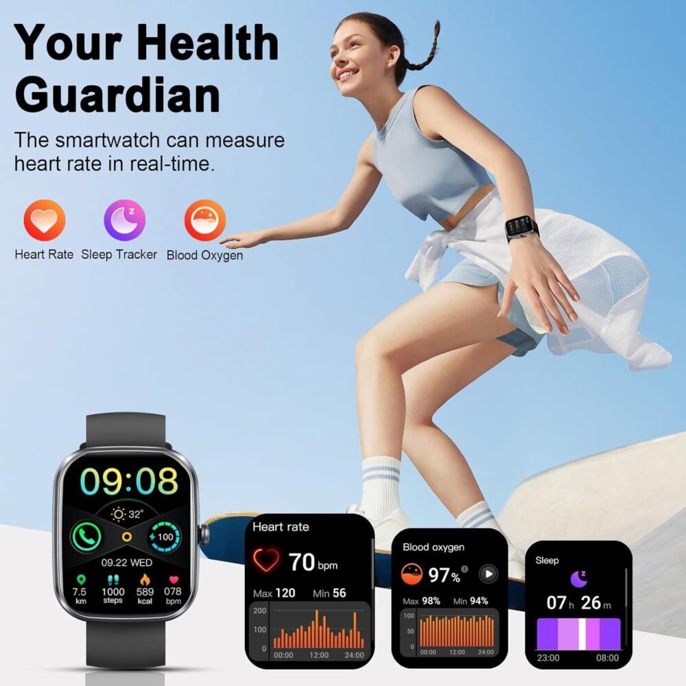Smart Watch(Answer/Make Call), 1.91" Smartwatch for Men Women, NEW Fitness Watch with 110+ Sport Modes, Fitness Activity Tracke with Pedometer/Sleep Monitor/Heart Rate/IP68 Waterproof, for Android iOS - Image 5