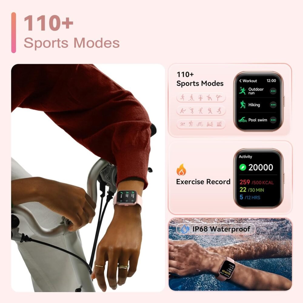 Smart Watches for Women, Alexa Built-in Fitness Watch with 1.8" LCD Screen & Bluetooth Call (Make/Answer), Heart Rate/SpO2/Sleep Monitor, 100 Sports, IP68 Waterproof Smartwatch for Apple Android - Image 6