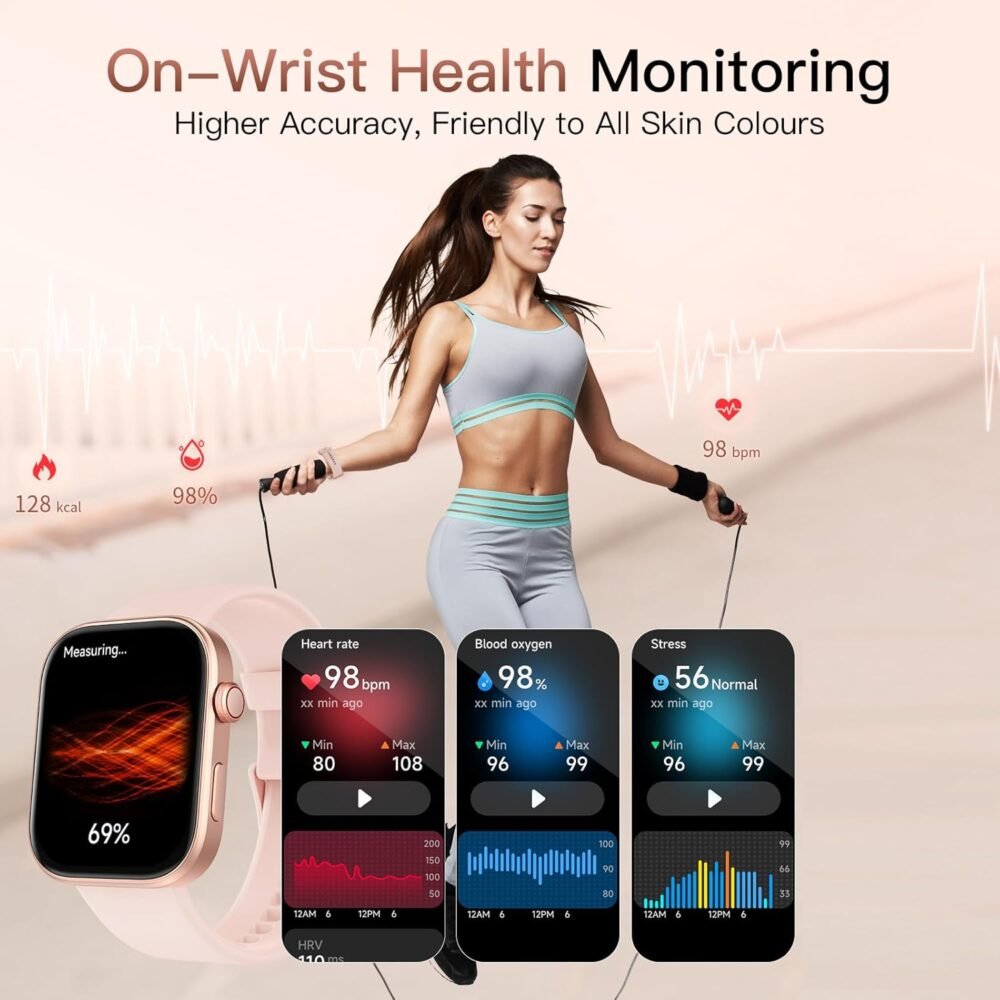 Tensky Smart Watch for Women Android & iOS, AI Voice, 1.99" AMOLED Fitness Tracker with Bluetooth Call, 3ATM Waterproof Heart Rate/Sleep/SpO2 Monitor, Pedometer, 100+ Sport Modes, 12 Days Battery Life - Image 5