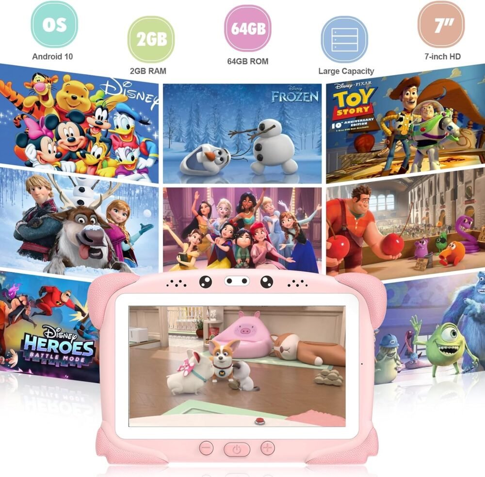 Kids Tablet 7 inch Toddler Children Learning Tablet with WiFi, Parental Control, Education Learning Apps, Yutube, Tablets for Toddlers Ages 3 to 14 (Pink) - Image 6