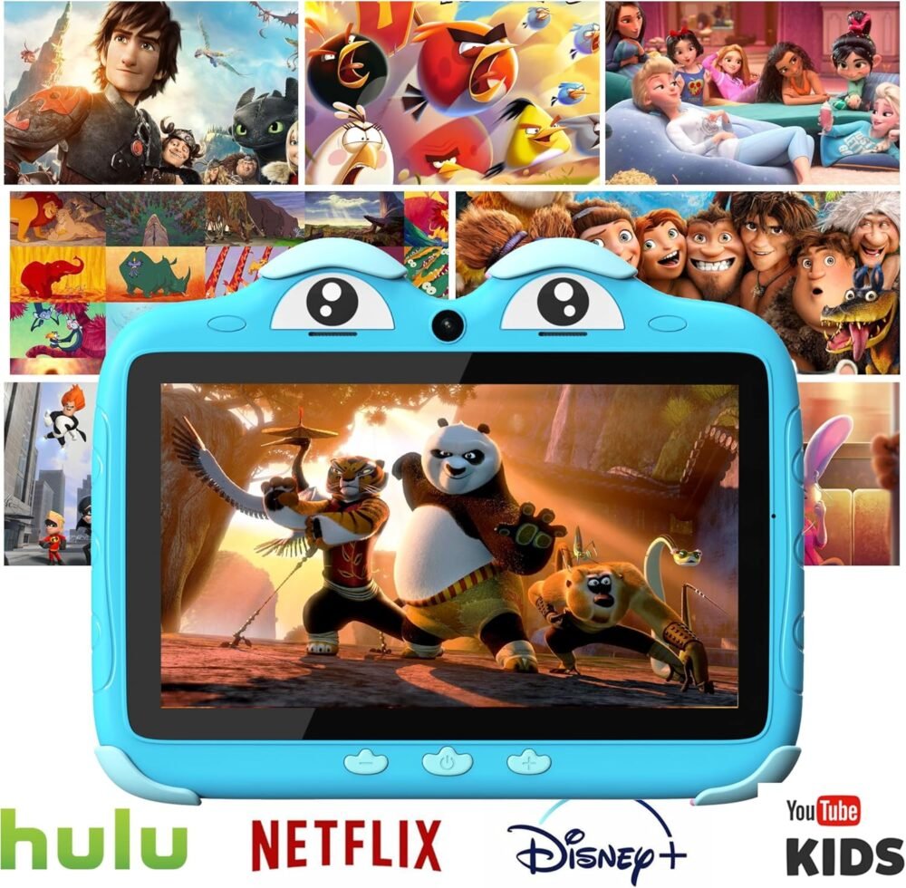 YINOCHE Kids Tablet for Kids 3-7 7'' Toddler Tablet for Toddlers Android Kids Tablets 32G Tablets for Kids WiFi Children's Tablet with Parental Control Shockproof Case Support YouTube Netflix (Blue) - Image 4
